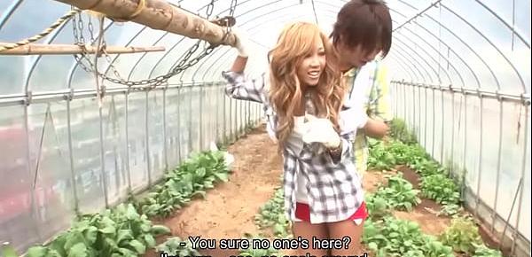  Asian farm babe getting fucked and creamed in the garden